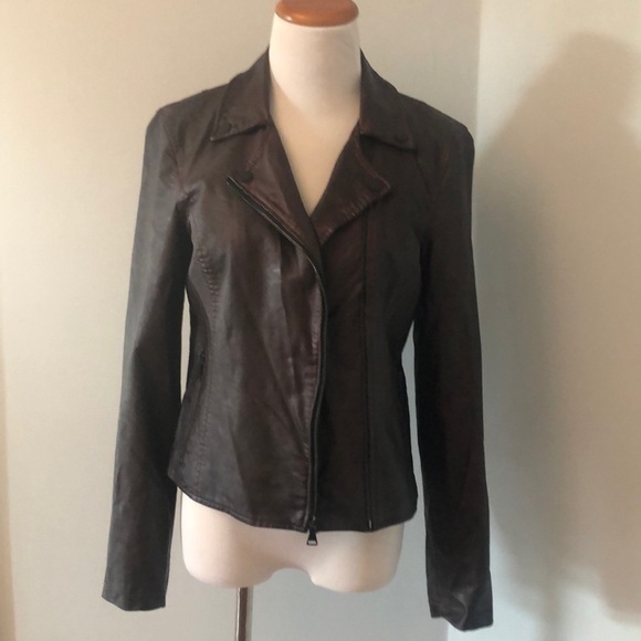 Express Brown Faux Leather Jacket - Picture 1 of 3